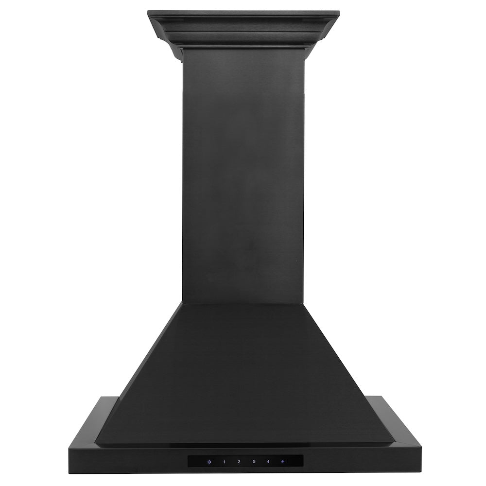 24 In. Convertible Vent Wall Mount Range Hood In Black Stainless Steel With Crown Molding BSKBNCRN24