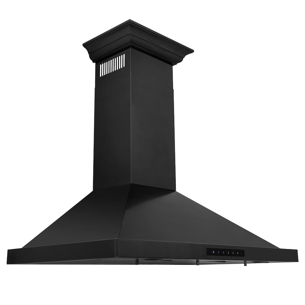 36"Convertible Vent Wall Mount Range Hood in Black Stainless Steel with Crown Molding BSKBNCRN36
