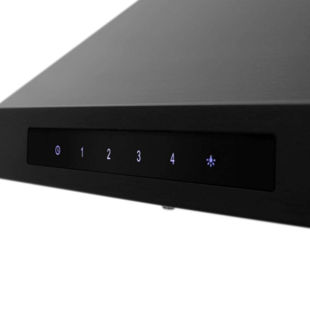 42"Convertible Vent Wall Mount Range Hood in Black Stainless Steel with Crown Molding BSKBNCRN42