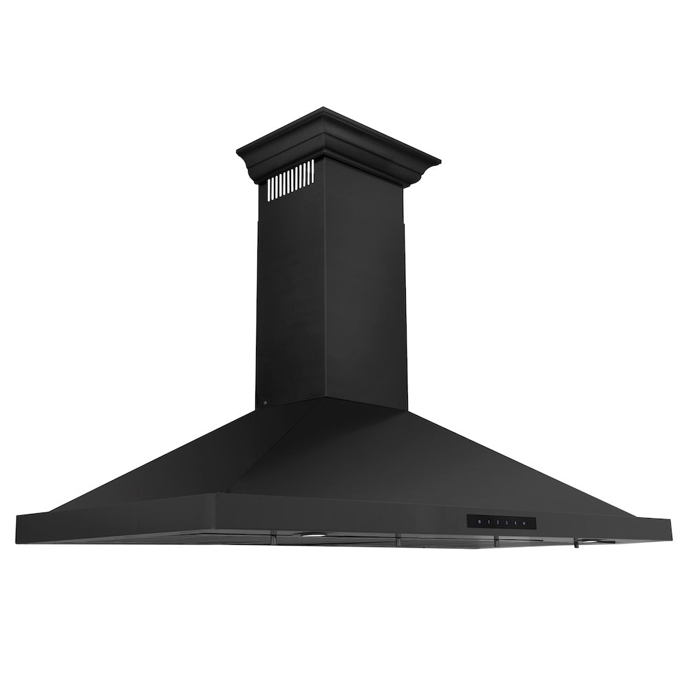 48 In. Convertible Vent Wall Mount Range Hood In Black Stainless Steel With Crown Molding BSKBNCRN48