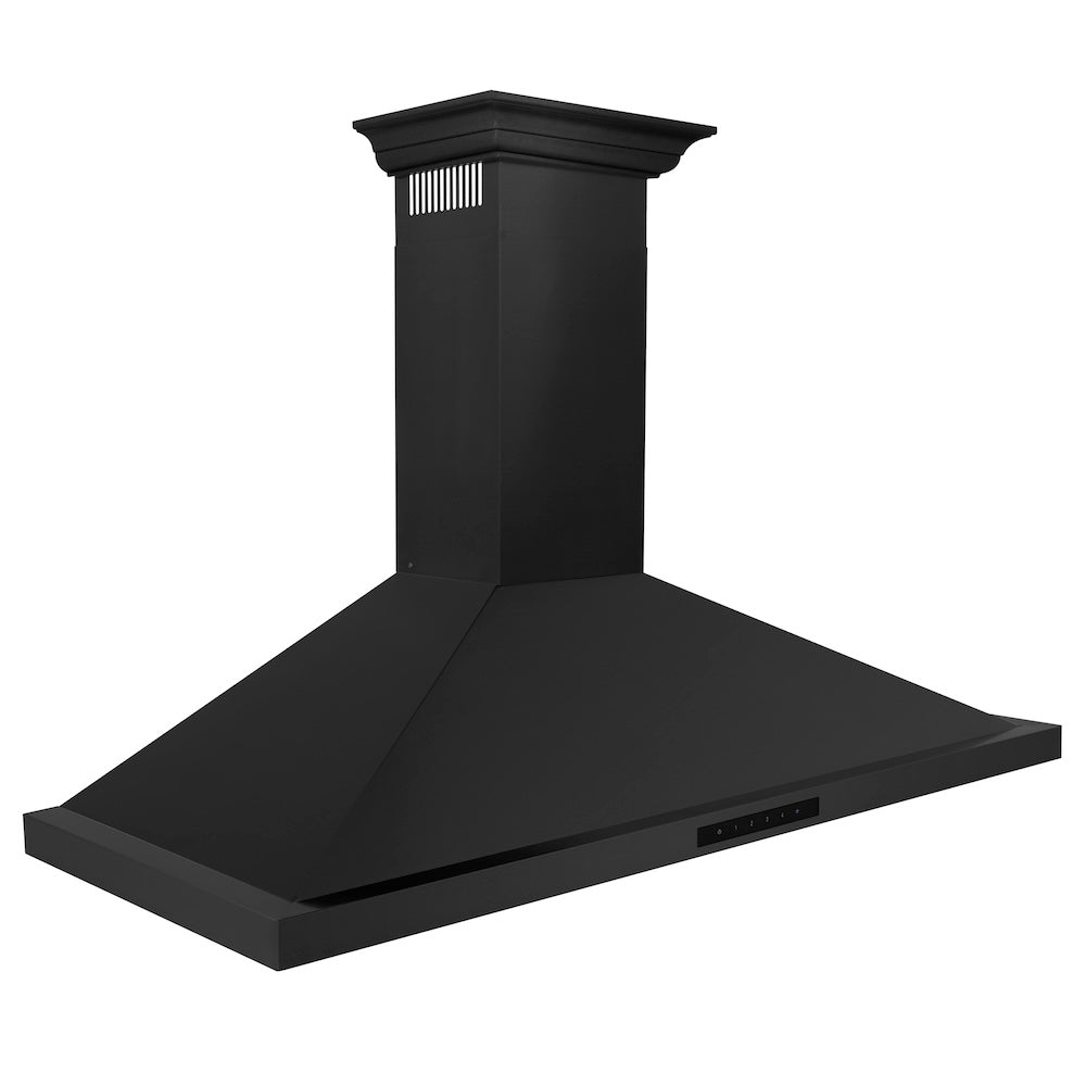48 In. Convertible Vent Wall Mount Range Hood In Black Stainless Steel With Crown Molding BSKBNCRN48