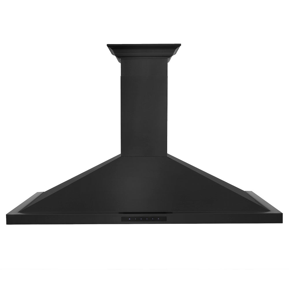 48 In. Convertible Vent Wall Mount Range Hood In Black Stainless Steel With Crown Molding BSKBNCRN48