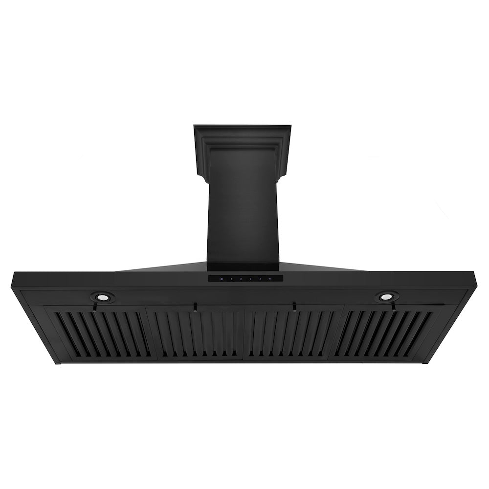 48 In. Convertible Vent Wall Mount Range Hood In Black Stainless Steel With Crown Molding BSKBNCRN48