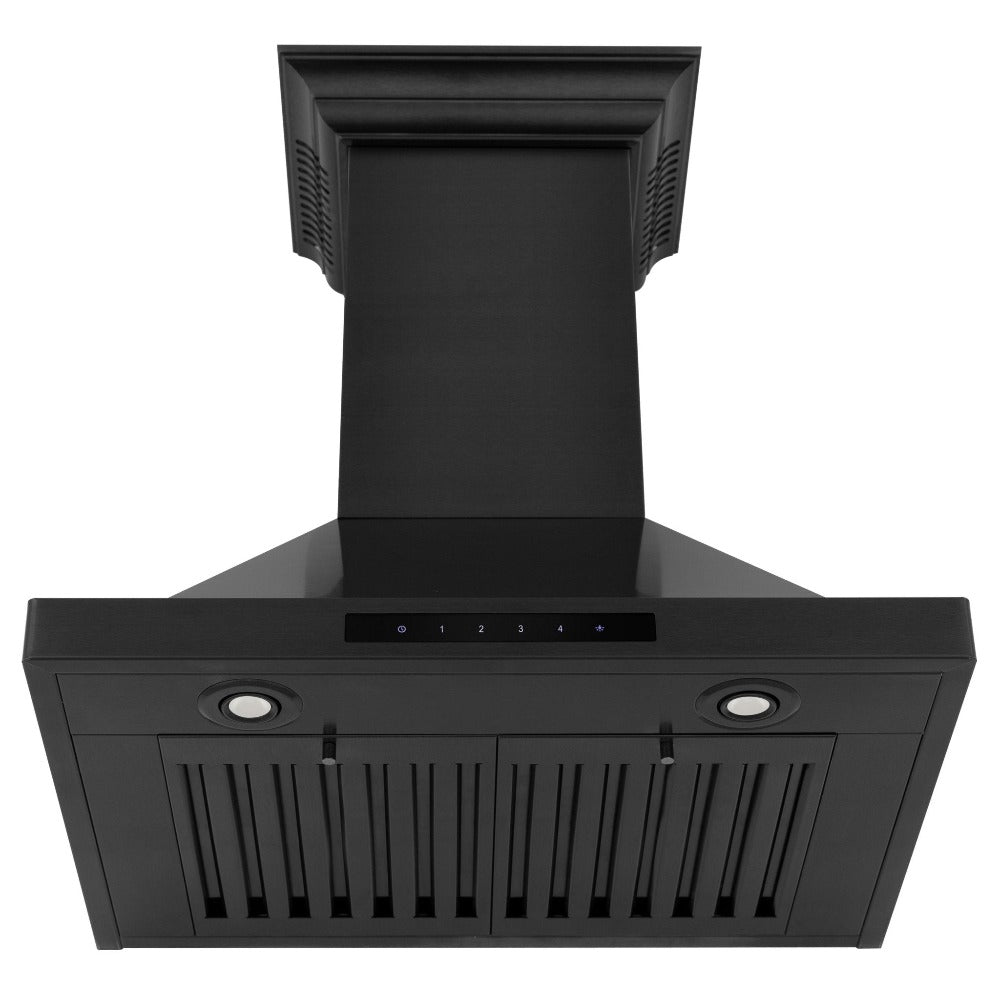 30 In. Crownsound™ Ducted Vent Wall Mount Range Hood In Black Stainless Steel With Built-in Bluetooth Speakers BSKBNCRNBT30