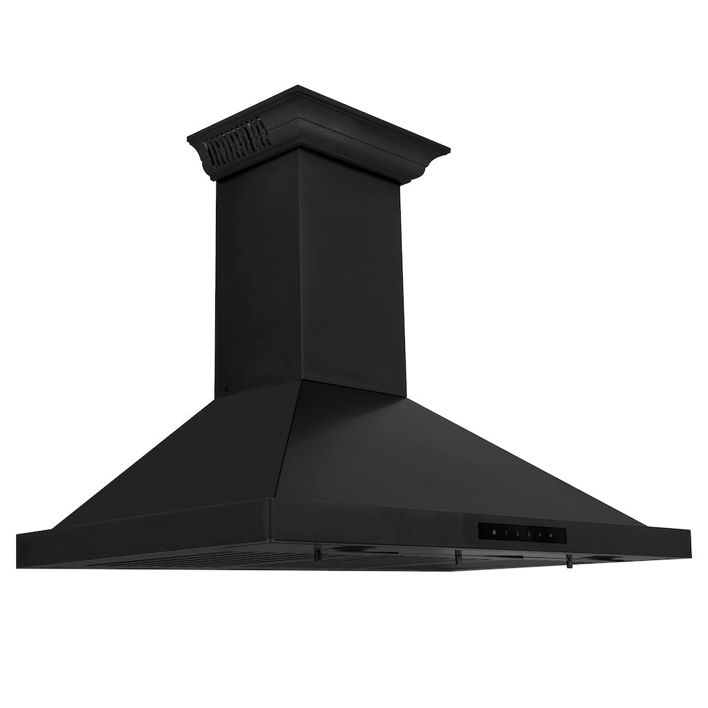 36 In. Crownsound™ Ducted Vent Wall Mount Range Hood In Black Stainless Steel With Built-in Bluetooth Speakers BSKBNCRNBT36