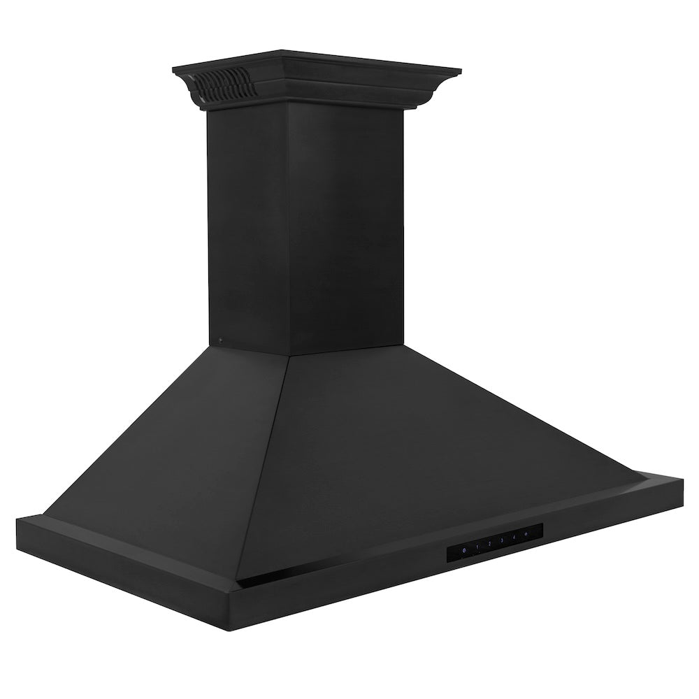 36 In. Crownsound™ Ducted Vent Wall Mount Range Hood In Black Stainless Steel With Built-in Bluetooth Speakers BSKBNCRNBT36