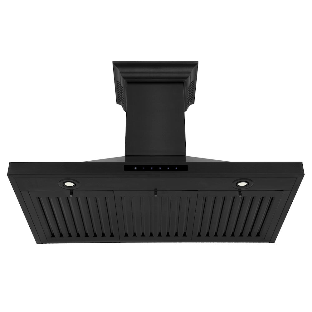 36 In. Crownsound™ Ducted Vent Wall Mount Range Hood In Black Stainless Steel With Built-in Bluetooth Speakers BSKBNCRNBT36