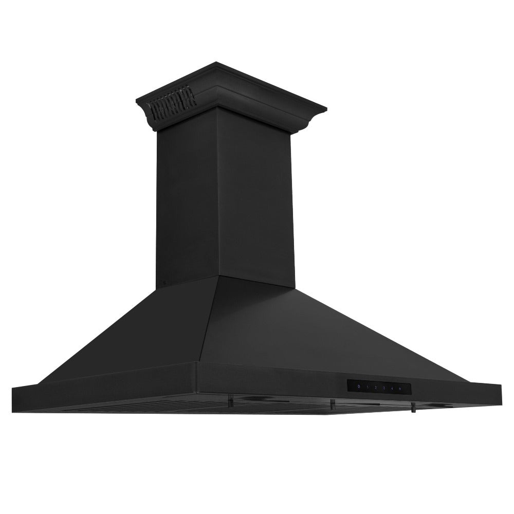 42 In. Crownsound™ Ducted Vent Wall Mount Range Hood In Black Stainless Steel With Built-in Bluetooth Speakers BSKBNCRNBT42