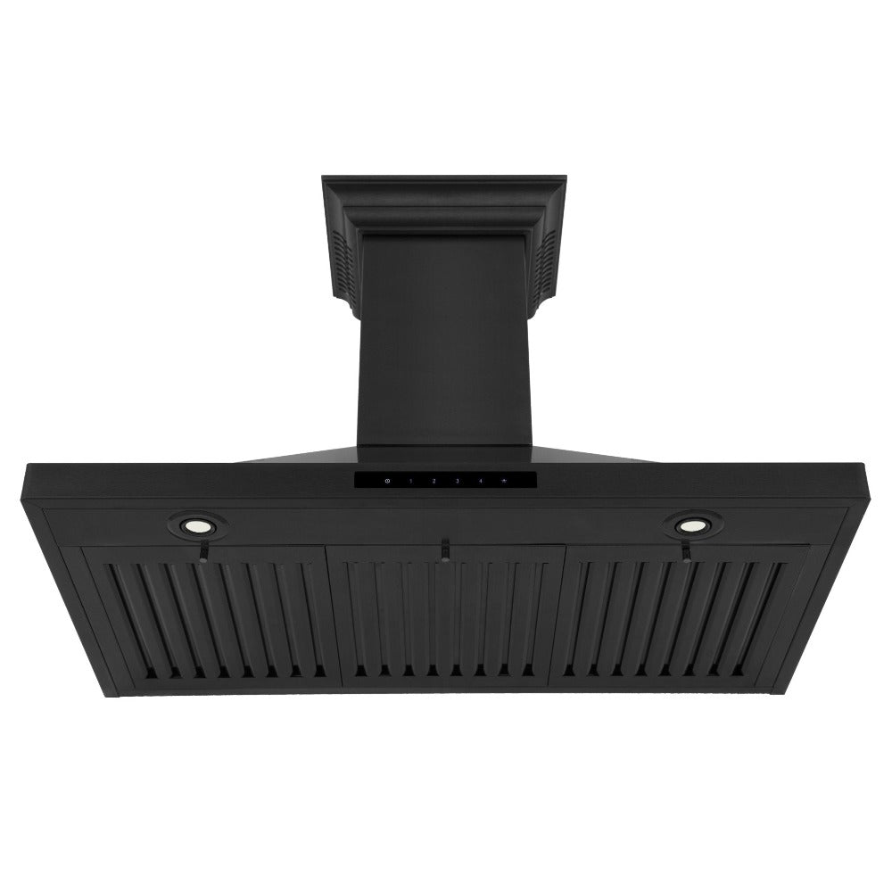 42 In. Crownsound™ Ducted Vent Wall Mount Range Hood In Black Stainless Steel With Built-in Bluetooth Speakers BSKBNCRNBT42