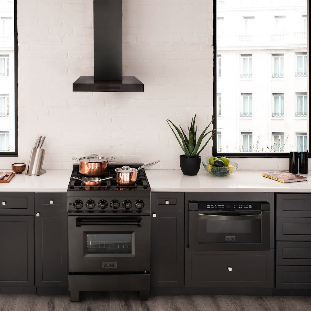 24 In. Convertible Vent Wall Mount Range Hood In Black Stainless Steel BSKEN24