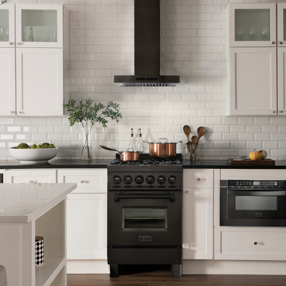 24 In. Convertible Vent Wall Mount Range Hood In Black Stainless Steel BSKEN24