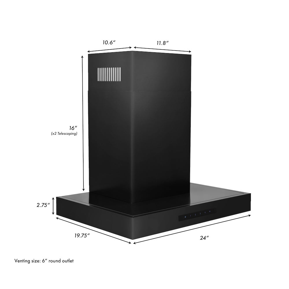 24 In. Convertible Vent Wall Mount Range Hood In Black Stainless Steel BSKEN24