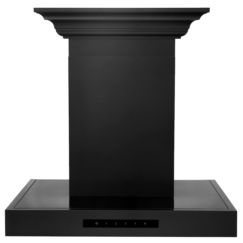 24 In. Convertible Vent Wall Mount Range Hood In Black Stainless Steel With Crown Molding BSKENCRN24