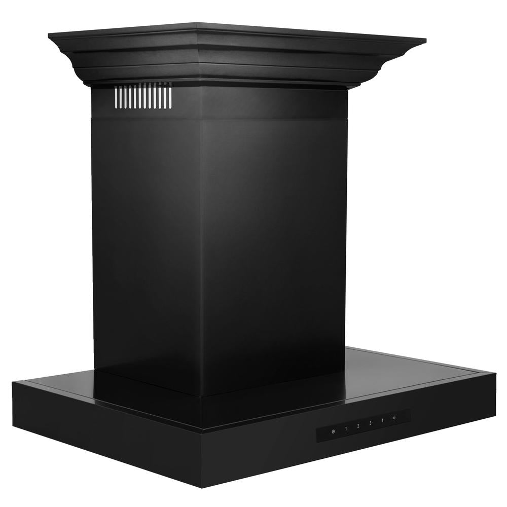 24 In. Convertible Vent Wall Mount Range Hood In Black Stainless Steel With Crown Molding BSKENCRN24