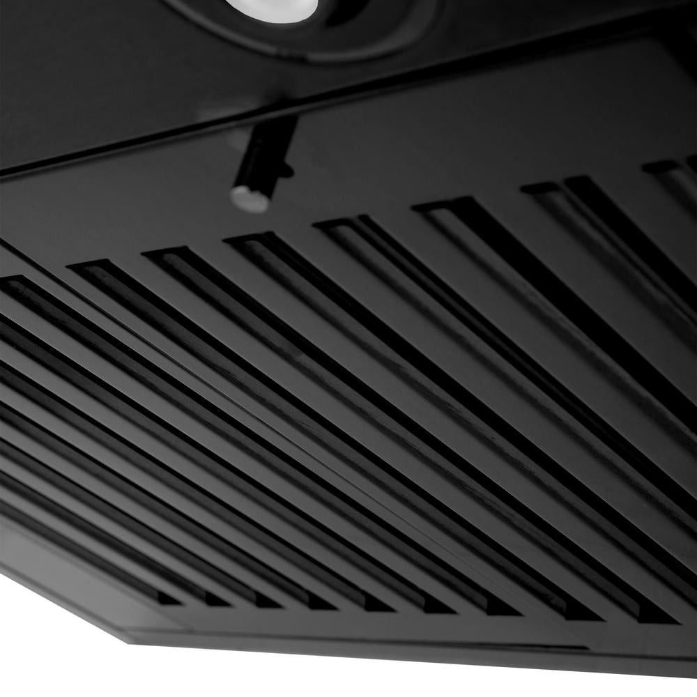 24 In. Convertible Vent Wall Mount Range Hood In Black Stainless Steel With Crown Molding BSKENCRN24