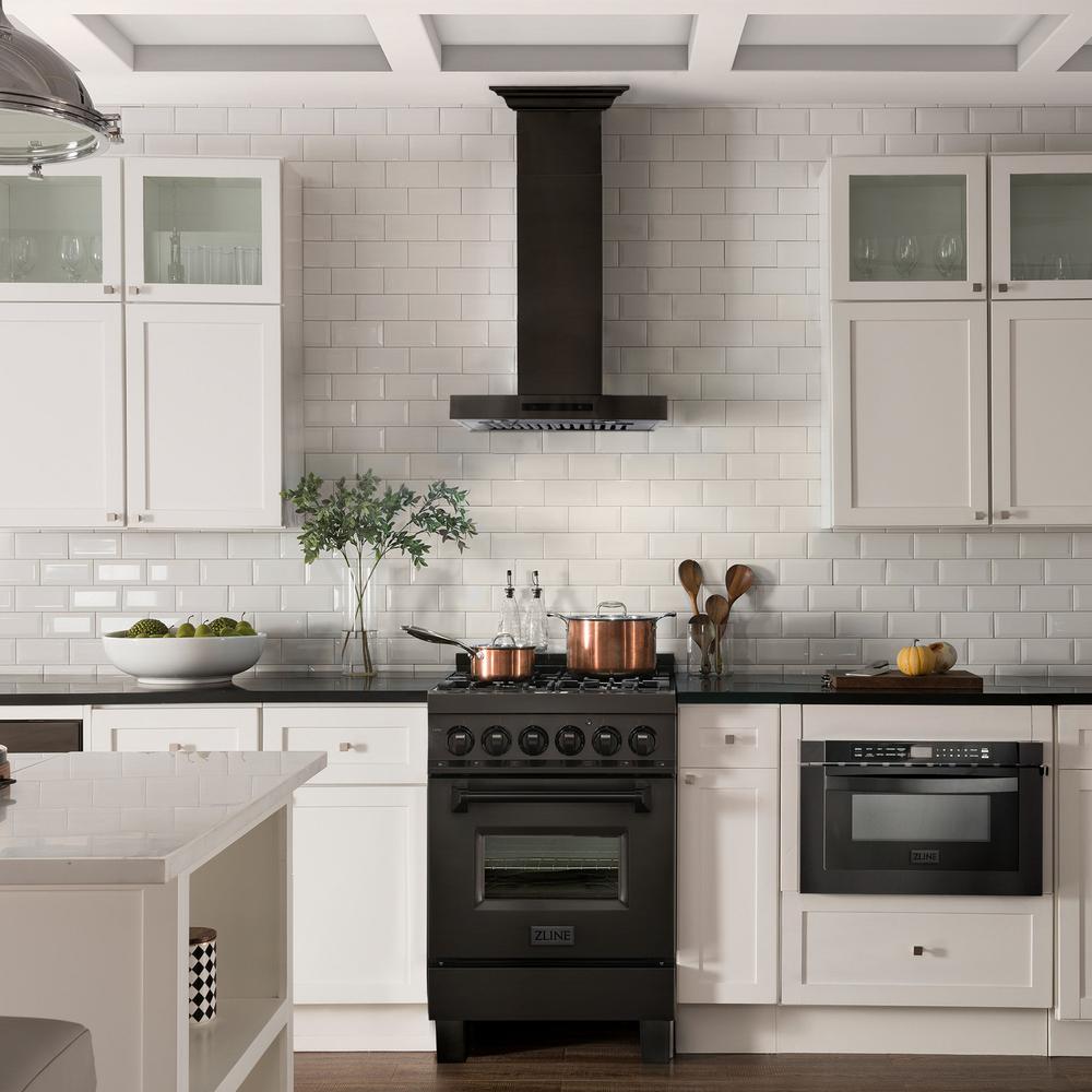 30 In. Convertible Vent Wall Mount Range Hood In Black Stainless Steel With Crown Molding BSKENCRN30