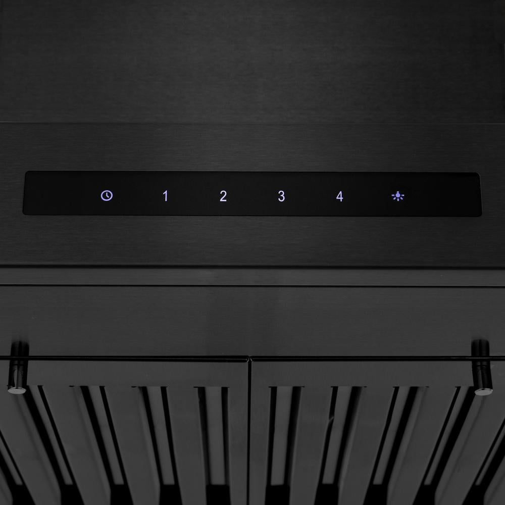 30 In. Convertible Vent Wall Mount Range Hood In Black Stainless Steel With Crown Molding BSKENCRN30