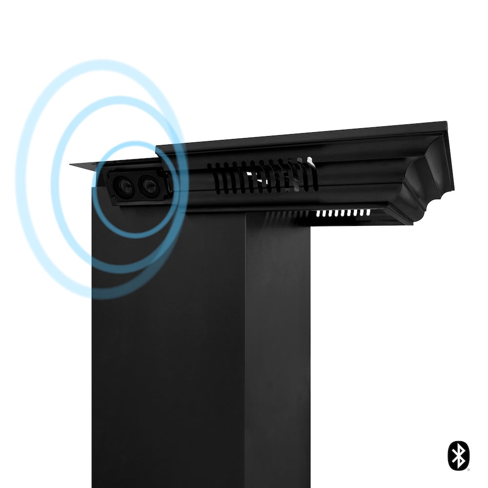 24 In. Crownsound™ Ducted Vent Wall Mount Range Hood In Black Stainless Steel With Built-in Bluetooth Speakers BSKENCRNBT24