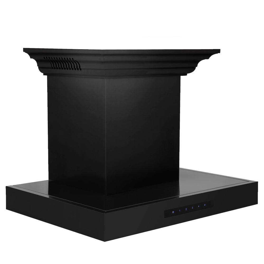 24 In. Crownsound™ Ducted Vent Wall Mount Range Hood In Black Stainless Steel With Built-in Bluetooth Speakers BSKENCRNBT24