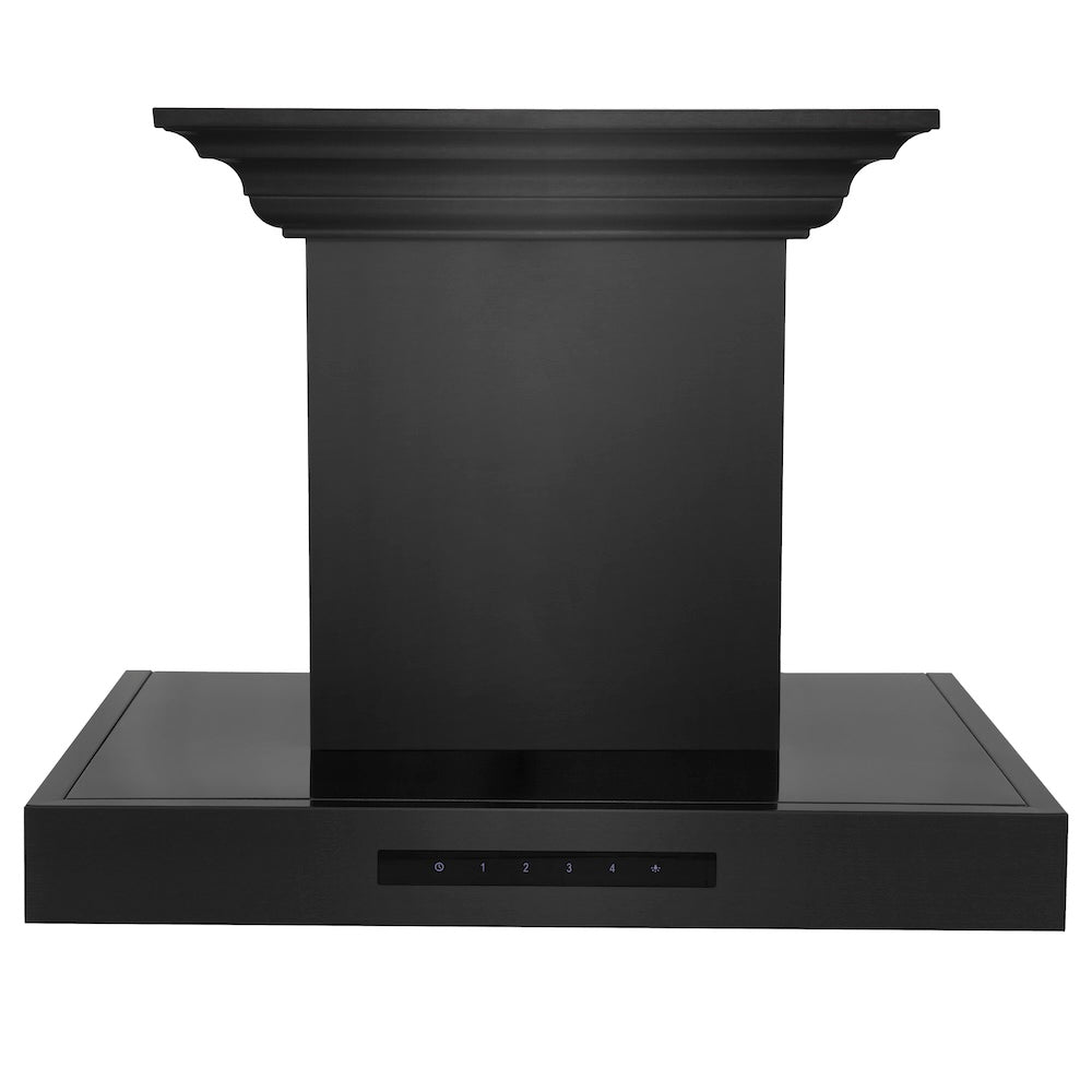24 In. Crownsound™ Ducted Vent Wall Mount Range Hood In Black Stainless Steel With Built-in Bluetooth Speakers BSKENCRNBT24