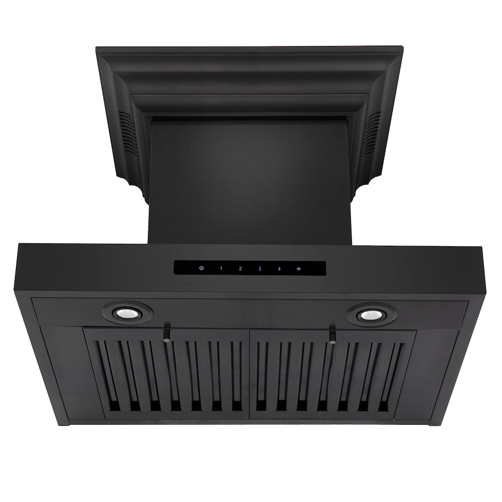 24 In. Crownsound™ Ducted Vent Wall Mount Range Hood In Black Stainless Steel With Built-in Bluetooth Speakers BSKENCRNBT24