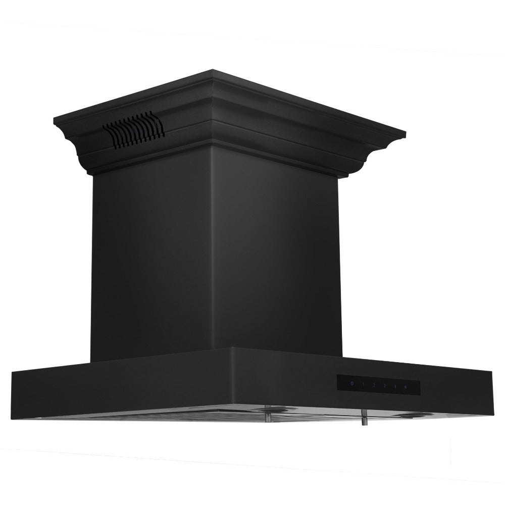30 In. Crownsound™ Ducted Vent Wall Mount Range Hood In Black Stainless Steel With Built-in Bluetooth Speakers BSKENCRNBT30