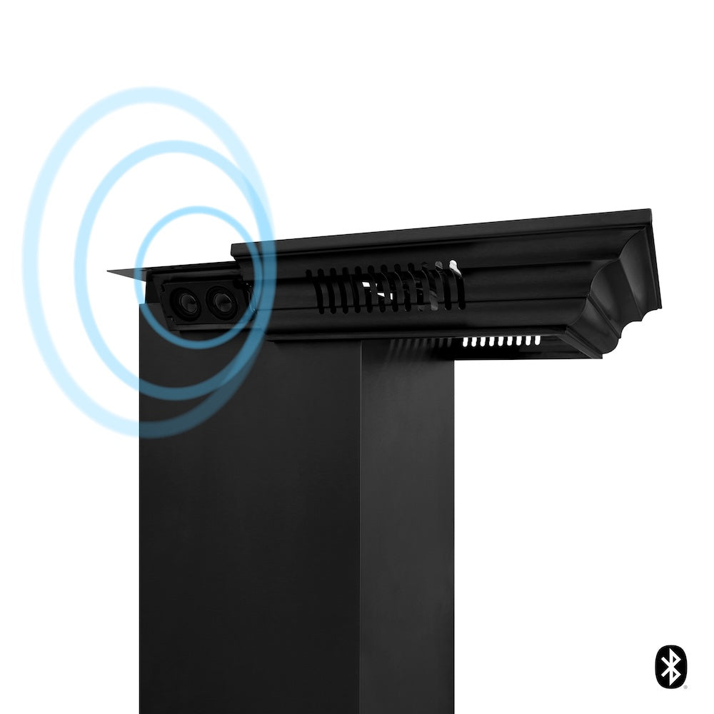 36 In. Crownsound™ Ducted Vent Wall Mount Range Hood In Black Stainless Steel With Built-in Bluetooth Speakers BSKENCRNBT36