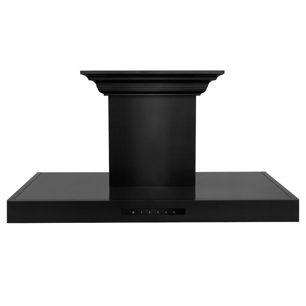 36 In. Crownsound™ Ducted Vent Wall Mount Range Hood In Black Stainless Steel With Built-in Bluetooth Speakers BSKENCRNBT36