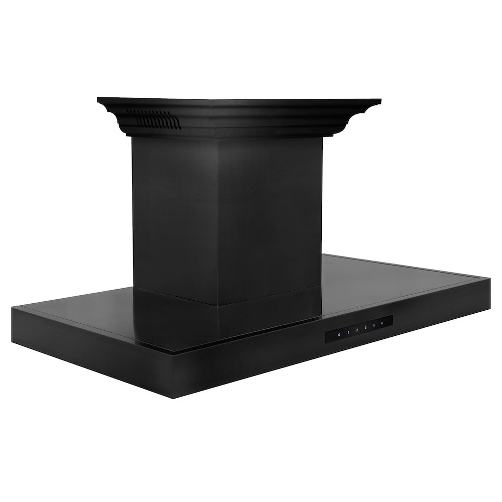36 In. Crownsound™ Ducted Vent Wall Mount Range Hood In Black Stainless Steel With Built-in Bluetooth Speakers BSKENCRNBT36