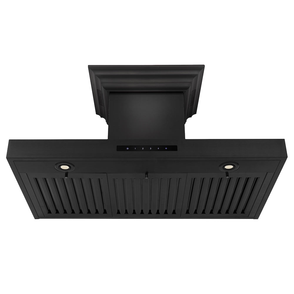 36 In. Crownsound™ Ducted Vent Wall Mount Range Hood In Black Stainless Steel With Built-in Bluetooth Speakers BSKENCRNBT36