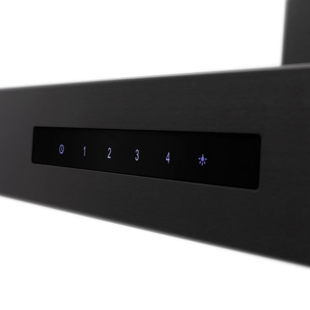 36 In. Crownsound™ Ducted Vent Wall Mount Range Hood In Black Stainless Steel With Built-in Bluetooth Speakers BSKENCRNBT36