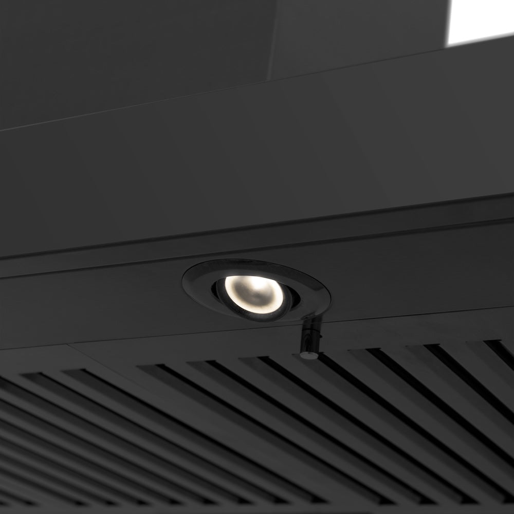 36 In. Crownsound™ Ducted Vent Wall Mount Range Hood In Black Stainless Steel With Built-in Bluetooth Speakers BSKENCRNBT36