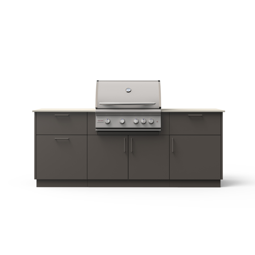 Sunrise 8-Ft Outdoor Kitchen Island w/ 32-Inch Premium LTE+ BSNRS32BRZAERISLP
