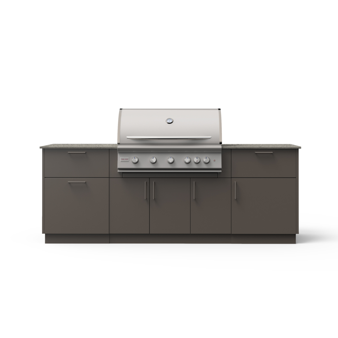 Sunrise 8-Ft Outdoor Kitchen Island w/ 40-Inch Premium LTE+ BSNRS40BRZKEONLP
