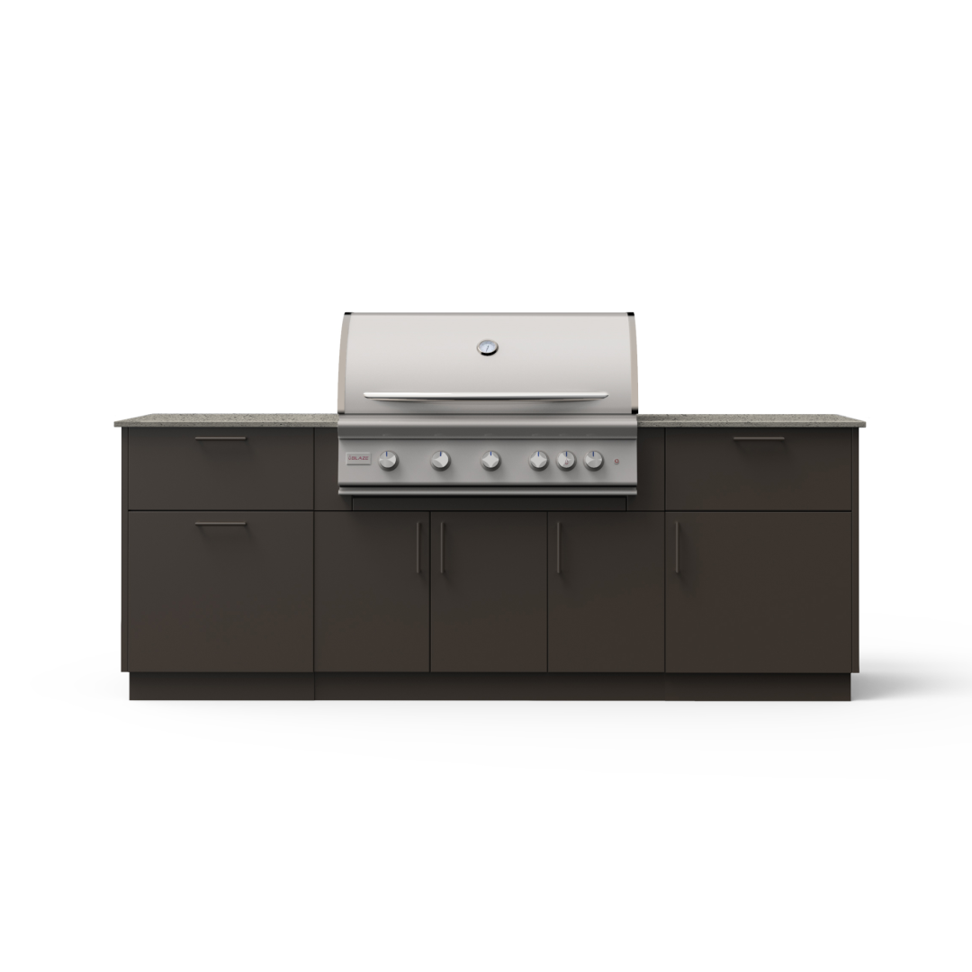 Sunrise 8-Ft Outdoor Kitchen Island w/ 40-Inch Premium LTE+ BSNRS40BRZKEONLP