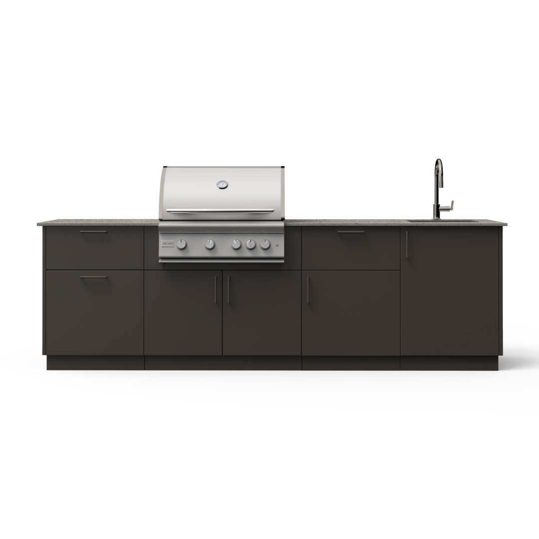 Sunset 10-Ft Outdoor Kitchen Island w/ 32-Inch Marine Grade Premium LTE+ BSNST32BRZKEONLPMG