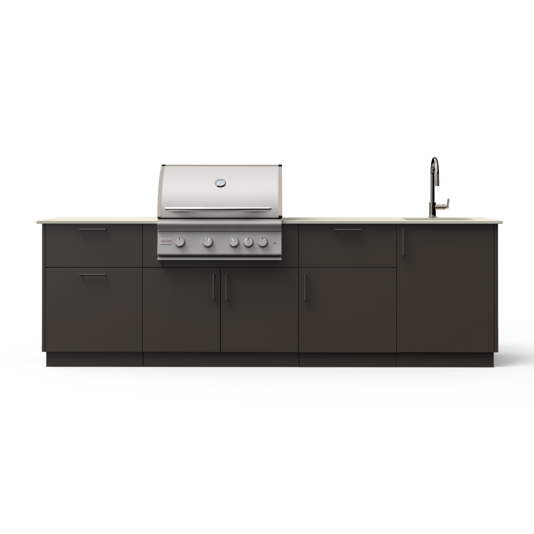 Sunset 10-Ft Outdoor Kitchen Island w/ 32-Inch Premium LTE+ BSNST32BRZKEONNG
