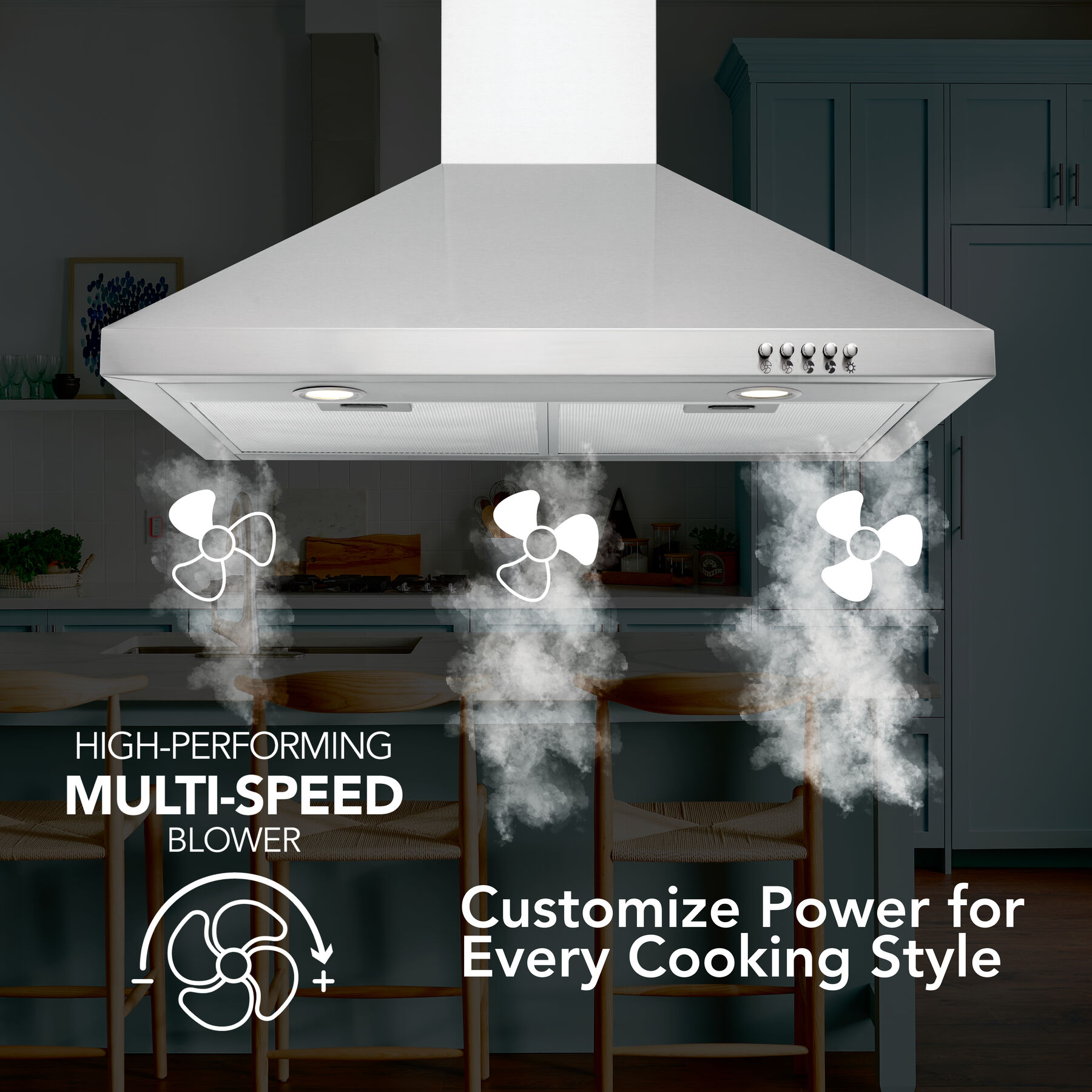 30-Inch Convertible European Style Wall-Mounted Chimney Range Hood, 380 MAX Blower CFM LED Light view 3