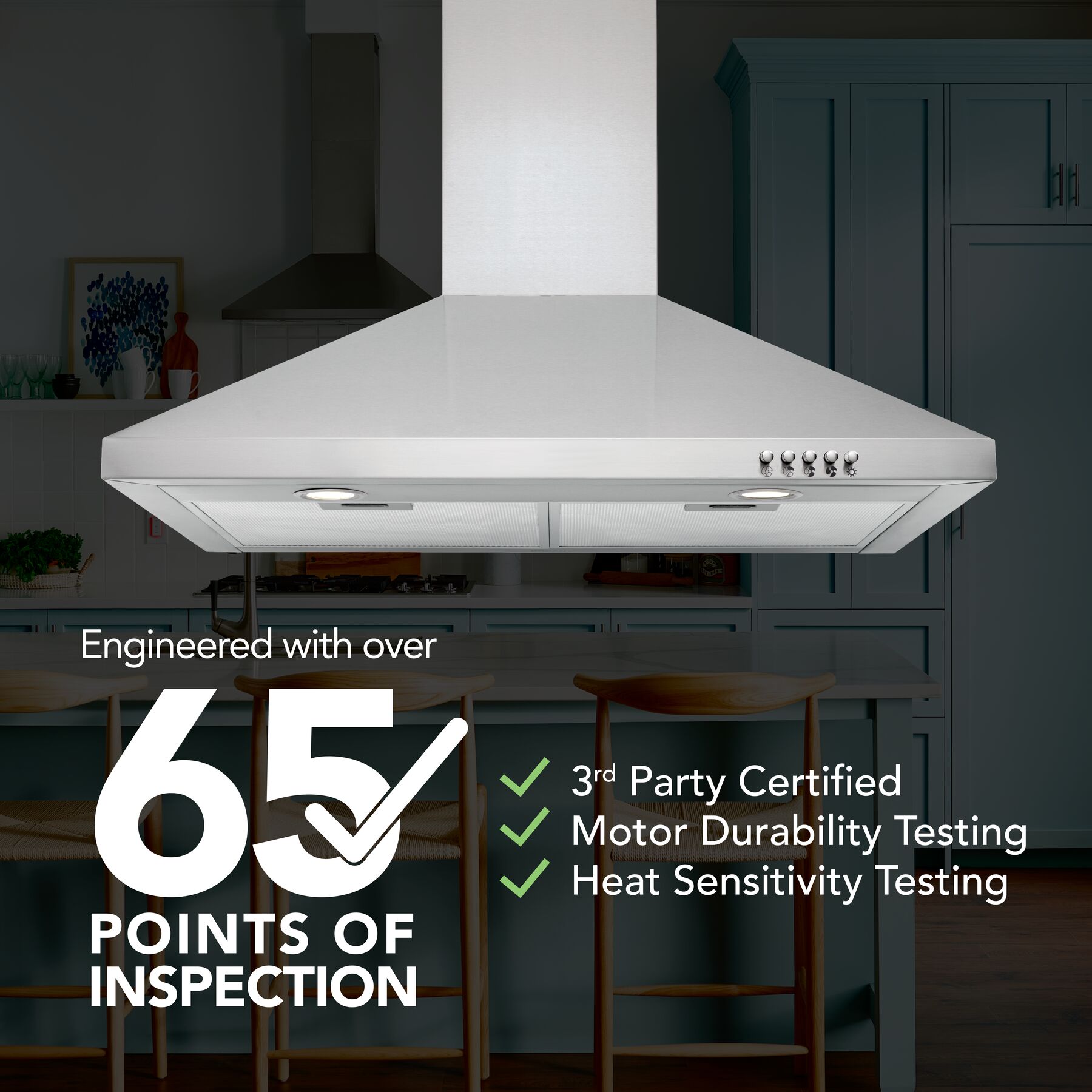 30-Inch Convertible European Style Wall-Mounted Chimney Range Hood, 380 MAX Blower CFM LED Light view 5