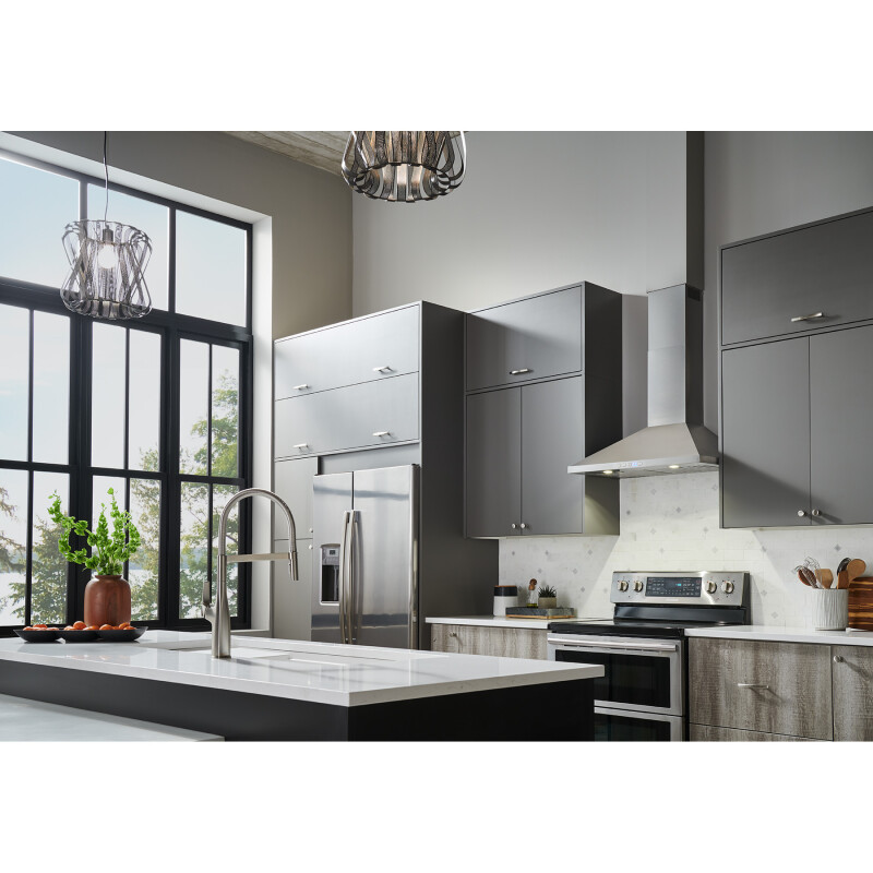 30-Inch Convertible Wall-Mount Pyramidal Chimney Range Hood, 450 Max CFM view 2