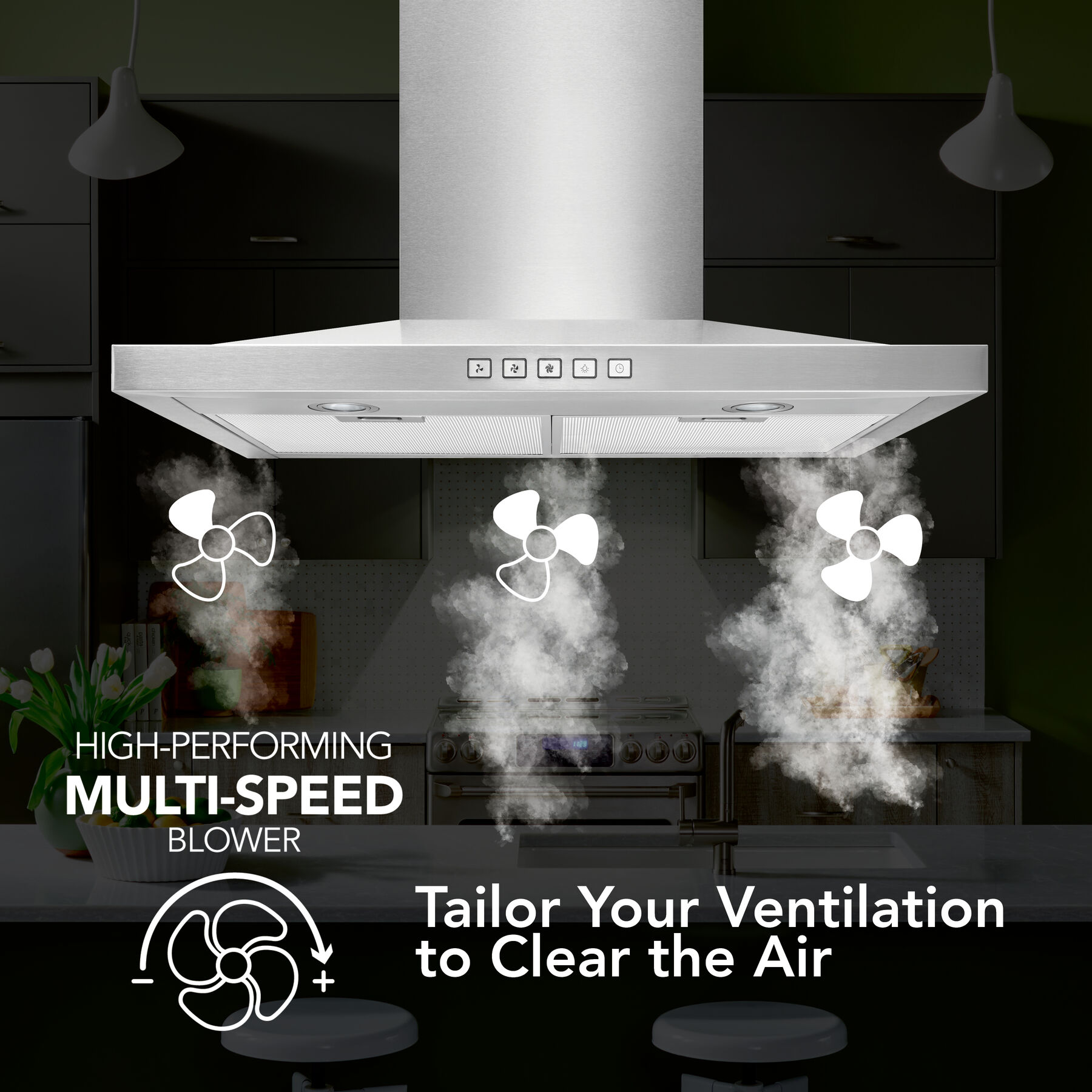 30-Inch Convertible Wall-Mount Low Profile Pyramidal Chimney Range Hood, 450 Max CFM view 3