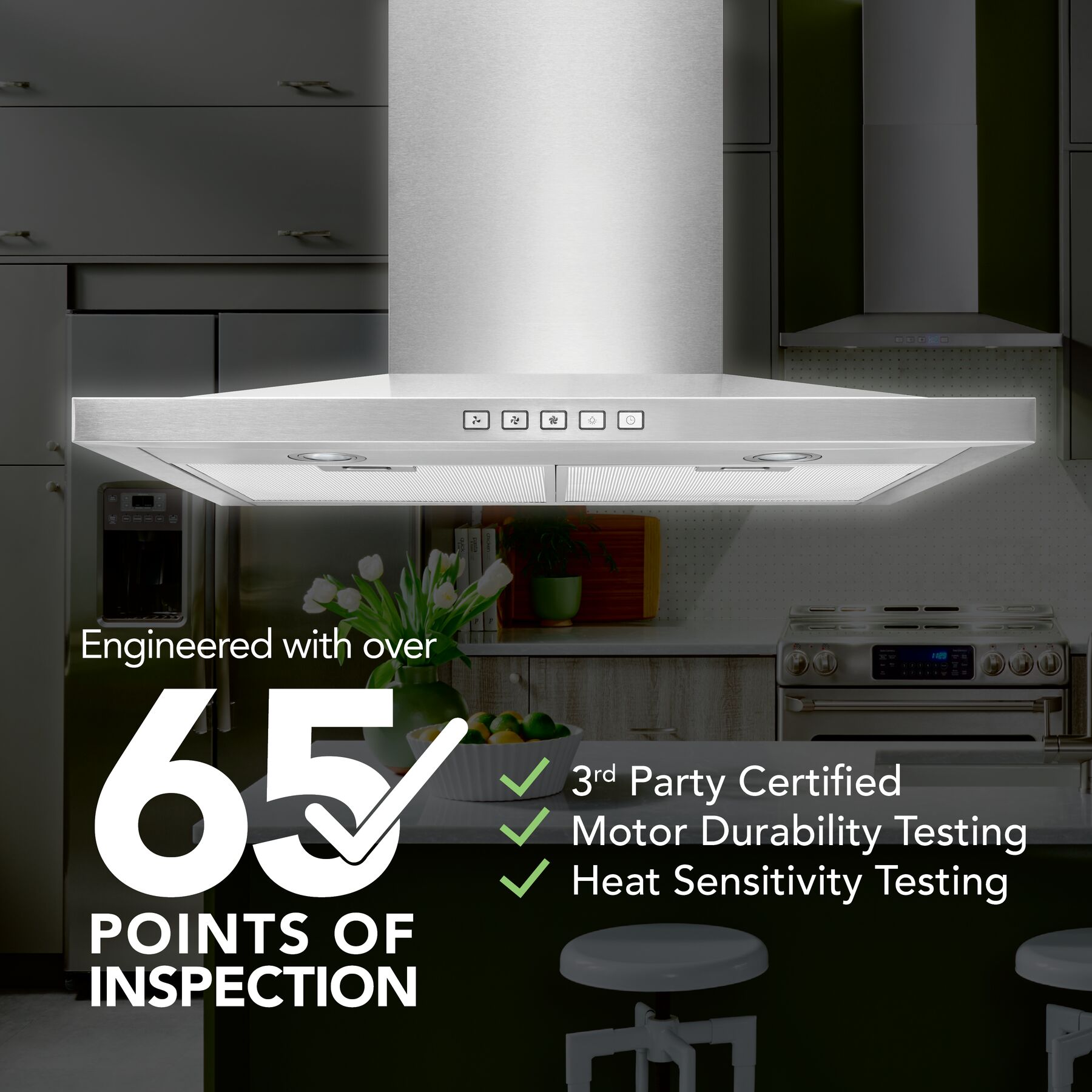 30-Inch Convertible Wall-Mount Low Profile Pyramidal Chimney Range Hood, 450 Max CFM view 5