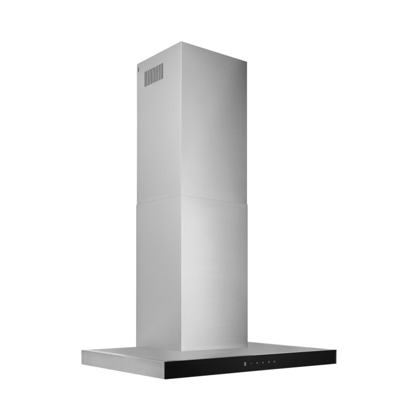 30-Inch Convertible Wall-Mount T-Style Chimney Range Hood, 450 Max CFM w/Black Glass BWT1304SSB
