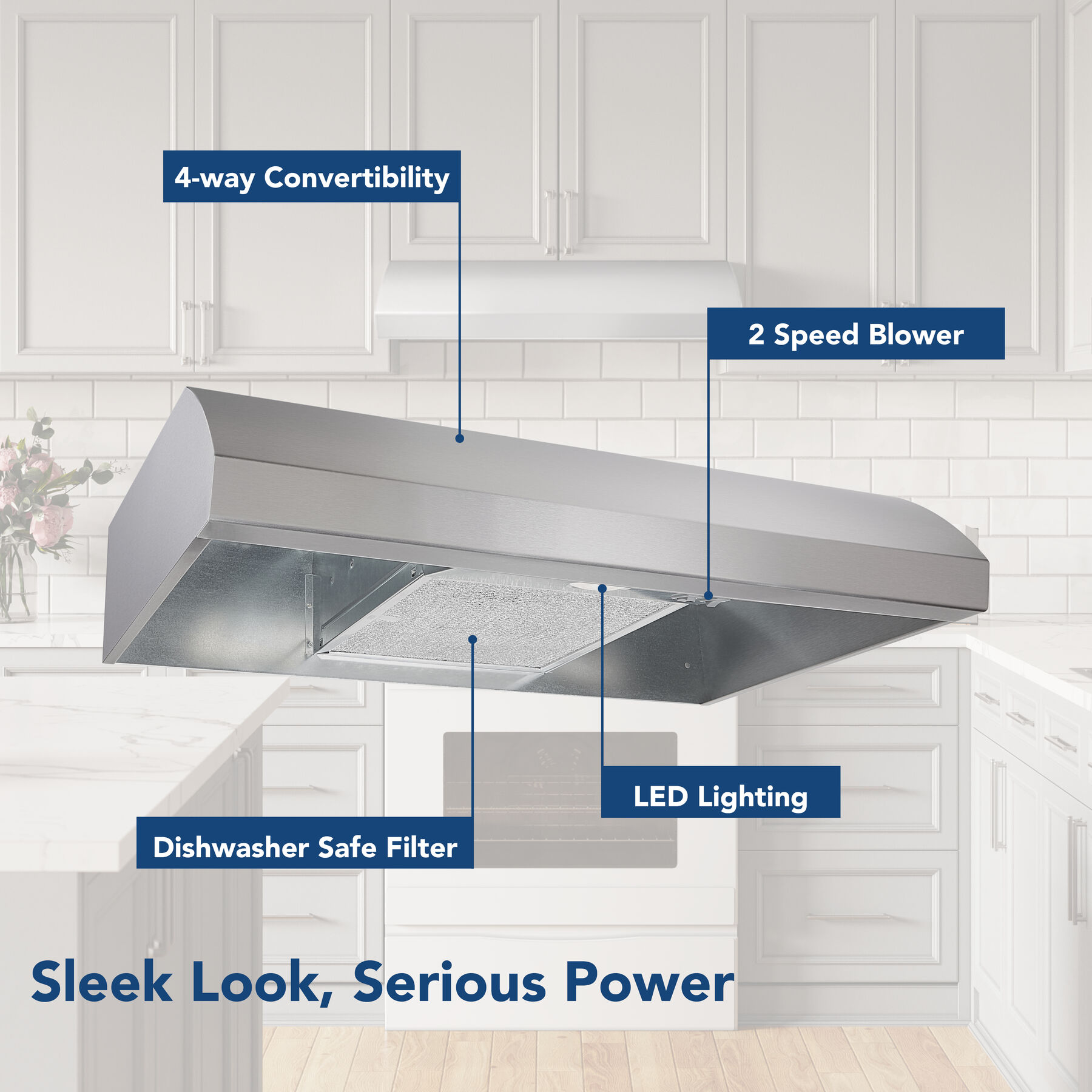 30-Inch 4-Way Convertible Under-Cabinet Range Hood, 270 Max CFM view 5