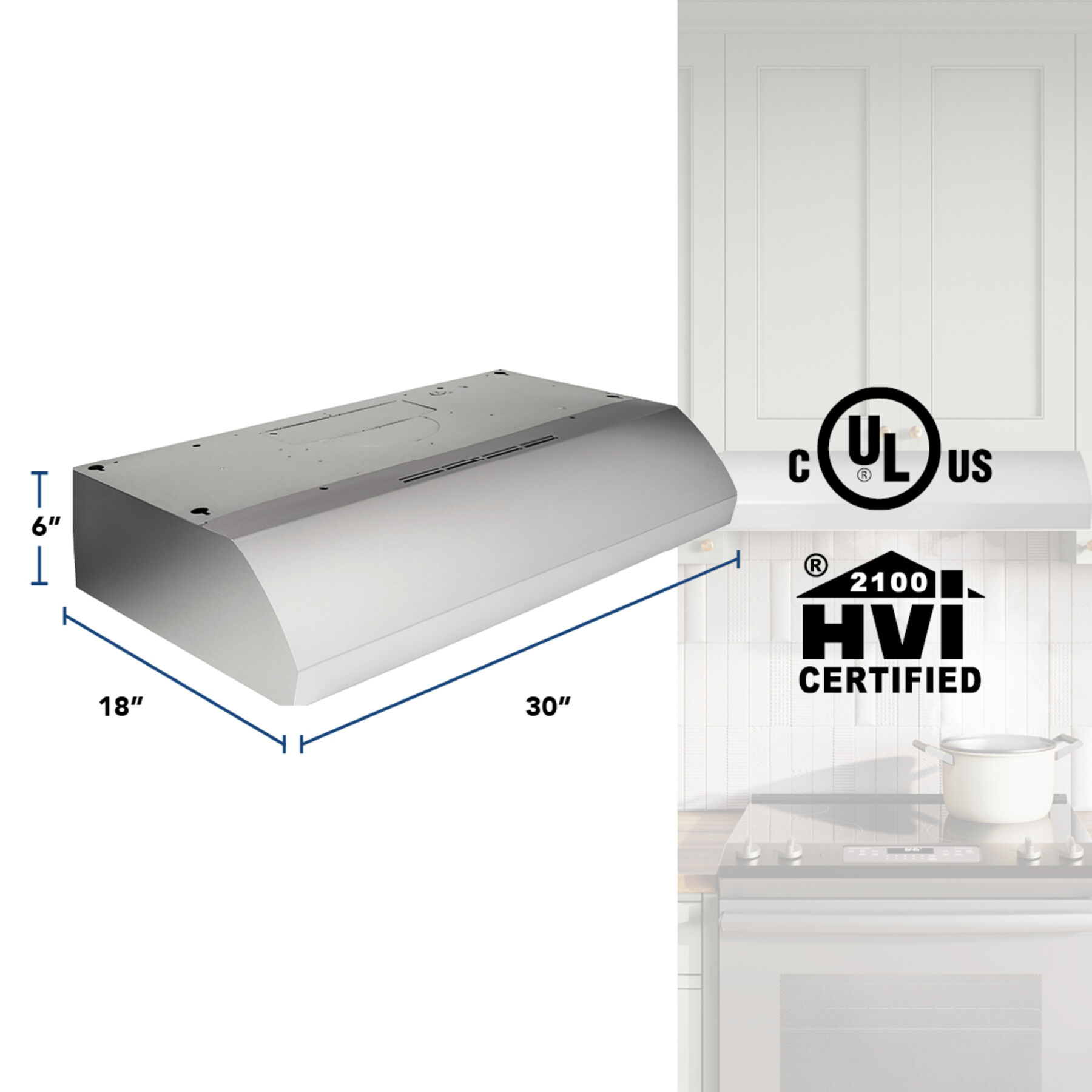 30-Inch 4-Way Convertible Under-Cabinet Range Hood, 270 Max CFM view 6