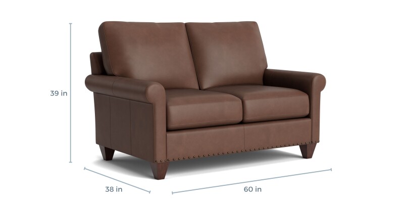 True Custom™ True Custom® Leather Roll Arm Loveseat C10022SFL60