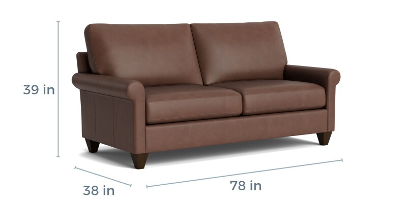 True Custom™ Leather Roll Arm Studio Sofa C1005BSFL53