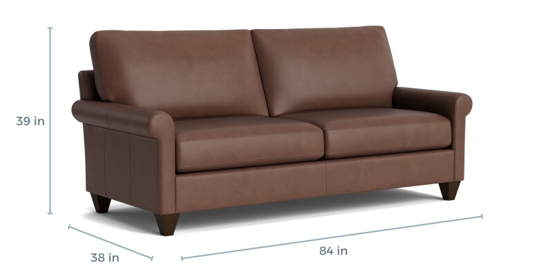 True Custom™ True Custom® Leather Roll Arm Sofa C1006QSFL61