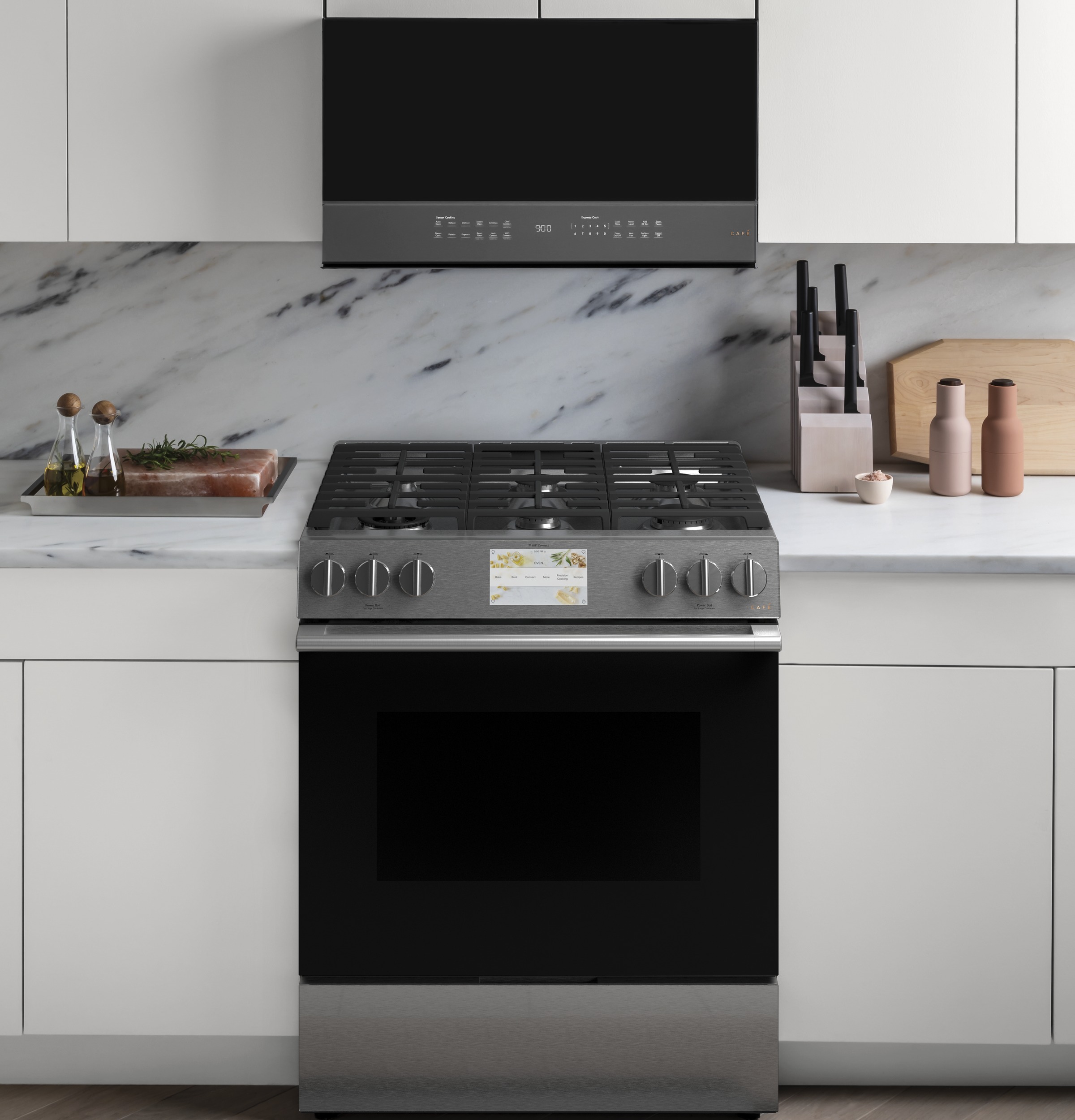 Café 30" Smart Slide-in, Front-control, Dual-fuel Range In Platinum Glass C2S900M2NS5