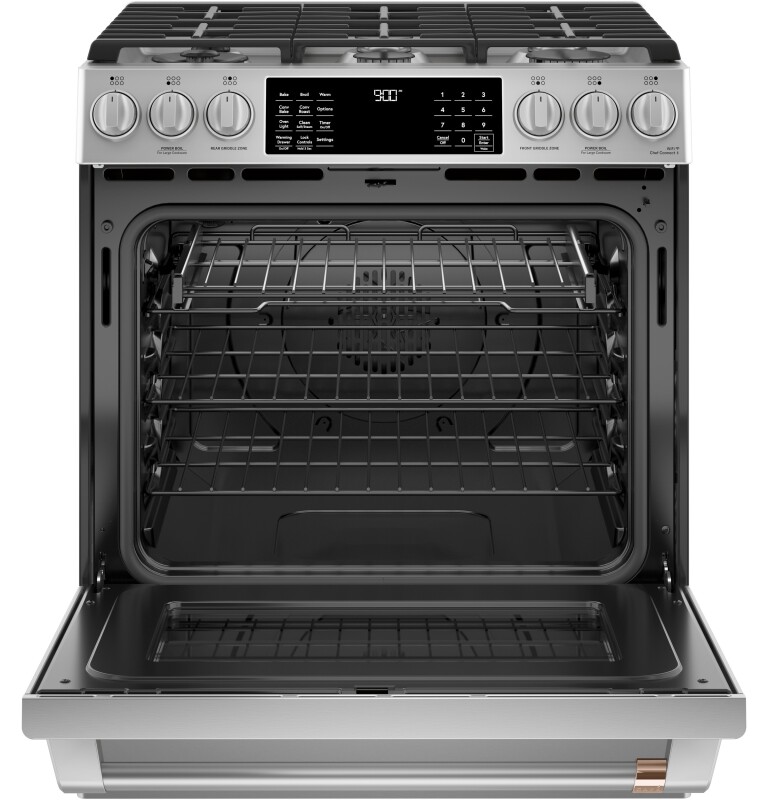CAFÉ™ 30" Smart Slide-In, Front-Control, Dual-Fuel Range with Warming Drawer view 16